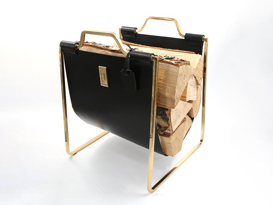 Дровница Furnitek FG-12027 полированная латунь 