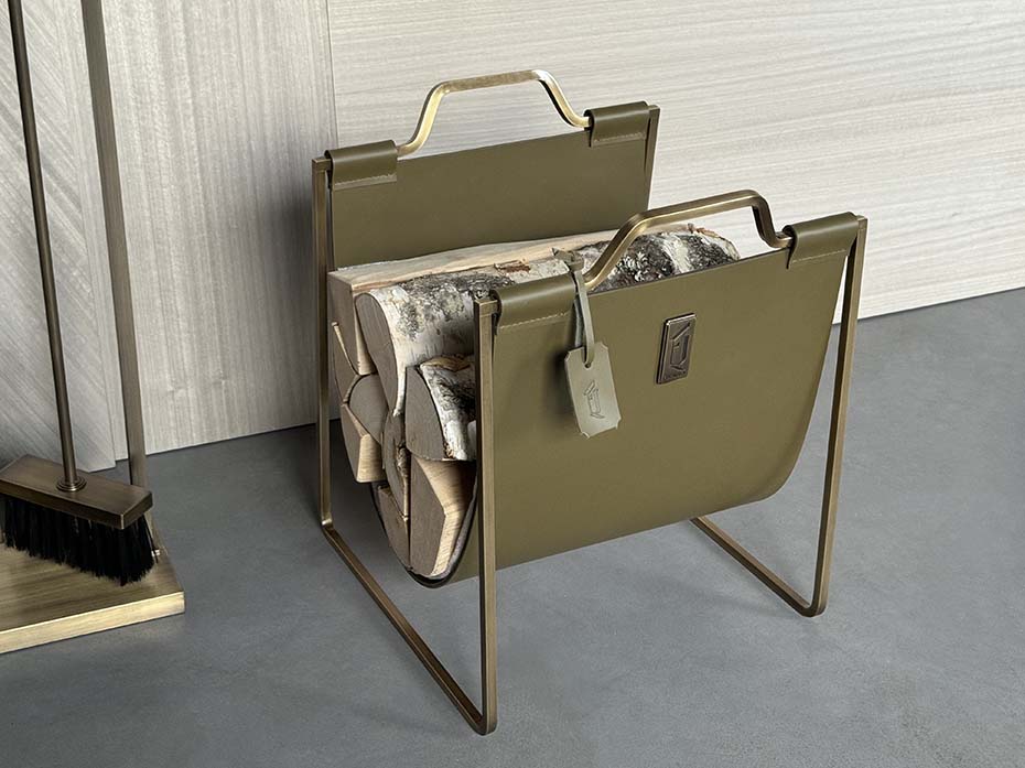 Каминный набор с дровницей FURNITEK FG-01114 античная латунь