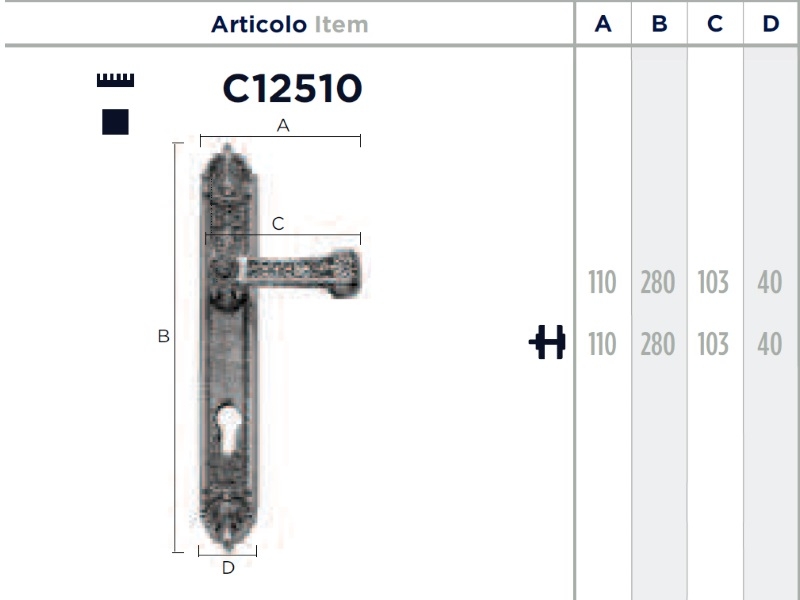 Дверная ручка на планке Enrico Cassina MARIE-LOUISE C12510
