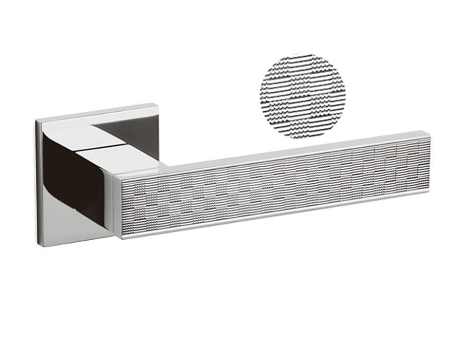 Дверная ручка на круглой розетке Olivari Diana Damier CR полированный хром