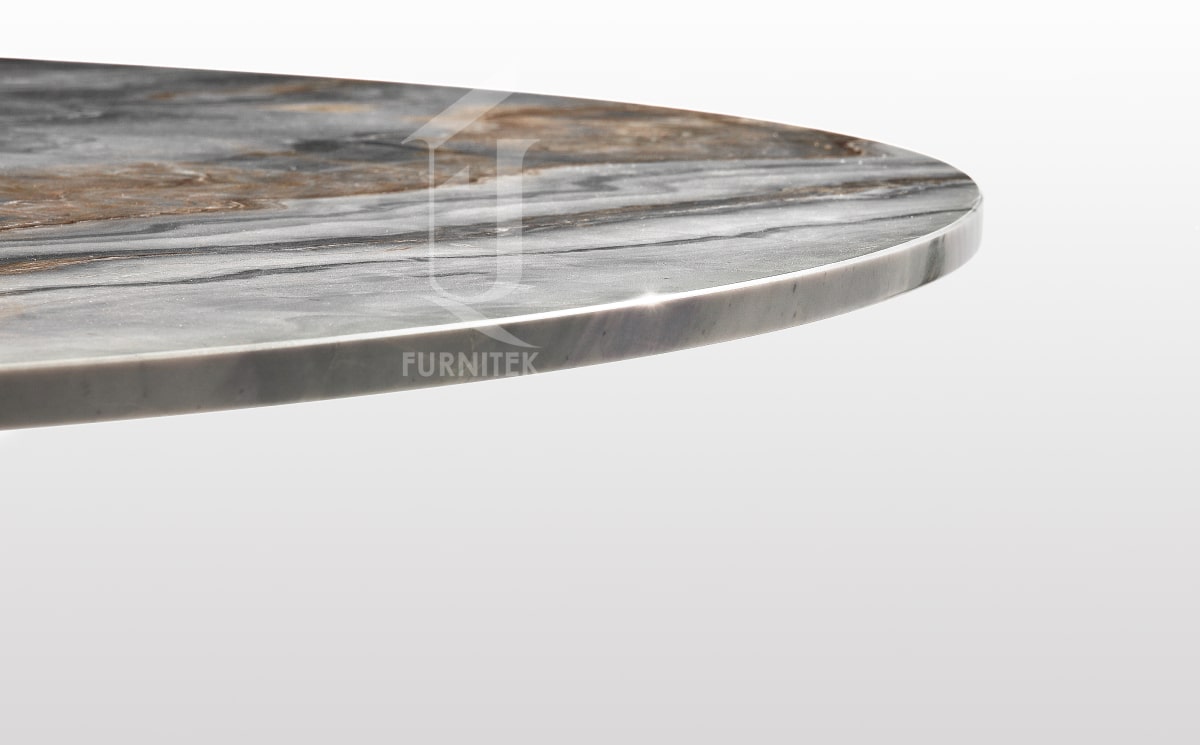 Стол обеденный Ar-Deco Furnitek FG-012 из латуни столешница натуральный мрамор