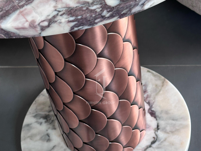 Стол кофейный круглый Ar-Deco Furnitek FG-039 натуральный мрамор