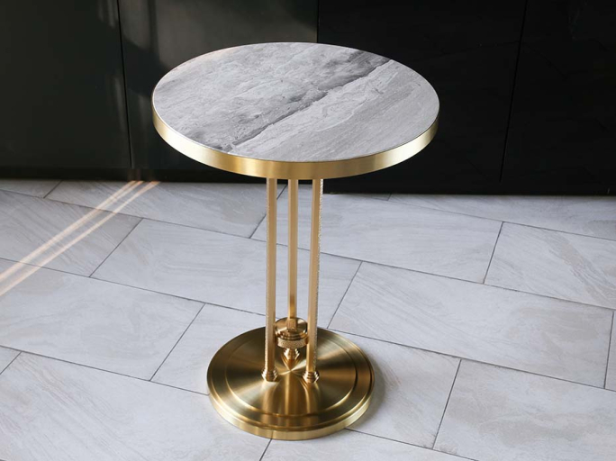 Стол кофейный круглый FURNITEK FG-060 матовая латунь