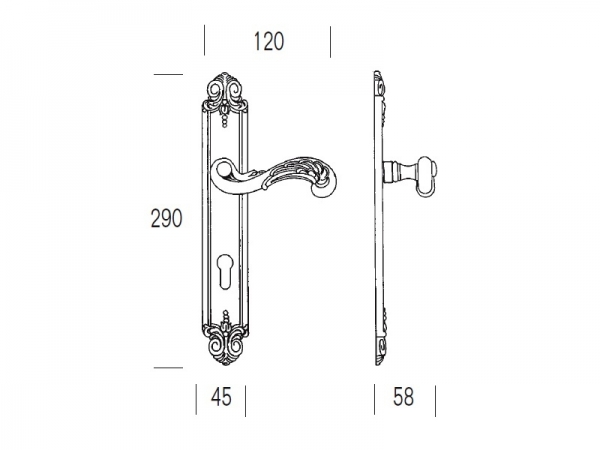 Дверная ручка на планке Salice Paolo BEIRUT 4301 из серебро