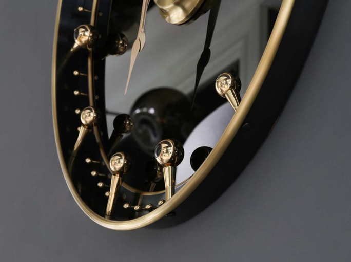 Часы Фурнитек FG-1002028 матовая латунь стекло чёрное глянец