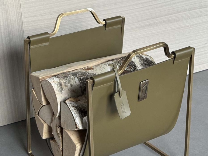 Каминный набор с дровницей FURNITEK FG-01114 античная латунь