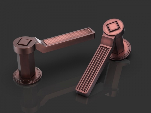 Дверная ручка на розетке Oliver Knights Industrial LH матовая медь