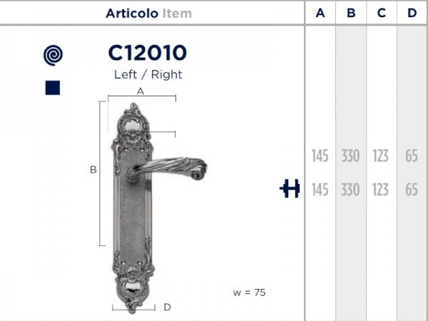 Дверная ручка на планке Enrico Cassina LAVINIA C12010