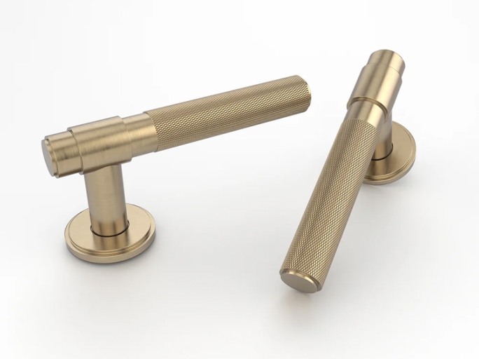 Дверная ручка на розетке Oliver Knights Carlos LH матовая латунь