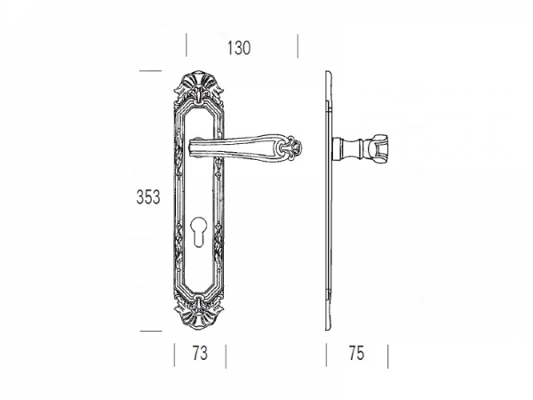 Дверная ручка на планке Salice Paolo ROCHEFORT 3031