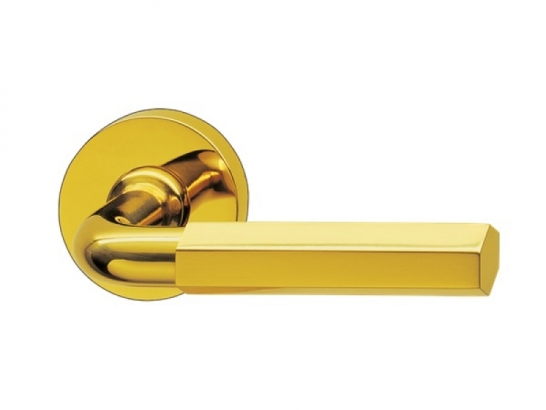 Дверная ручка на розетке P.Bisschop Секскант 1930/7/607 полированная латунь