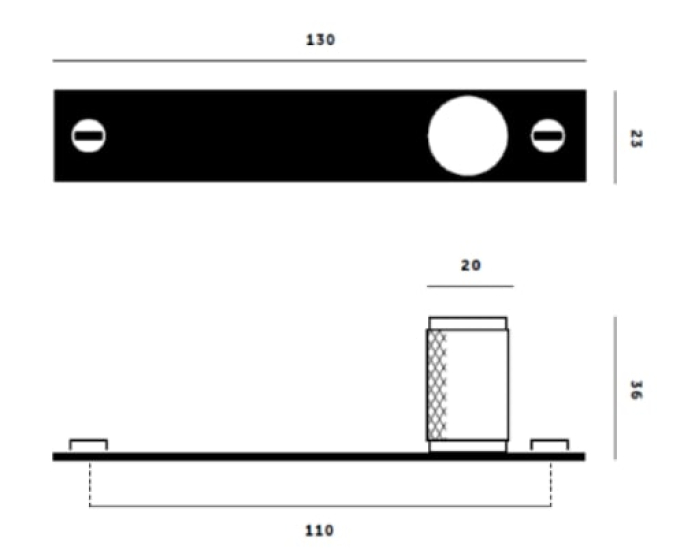 Мебельная ручка кнопка на планке Buster & Punch UK-KP-ST хром